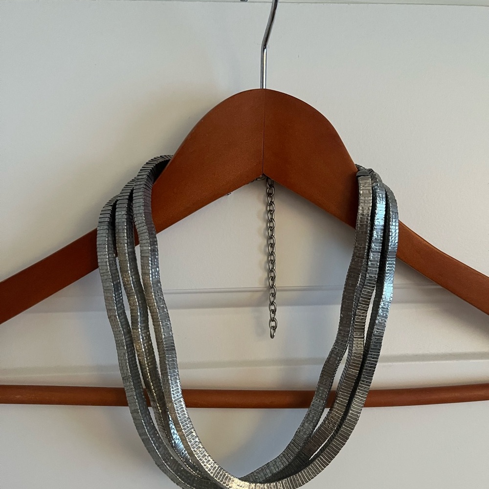 Elegant Triple Strand Silver Necklace